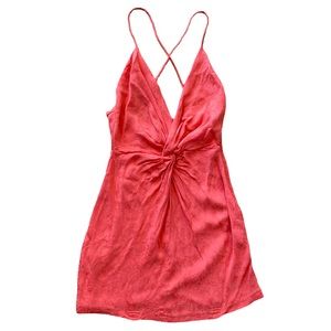 Zara Floral Twist Front Hot Pink Coquette Festival Mini‎ Party Dress X-Small